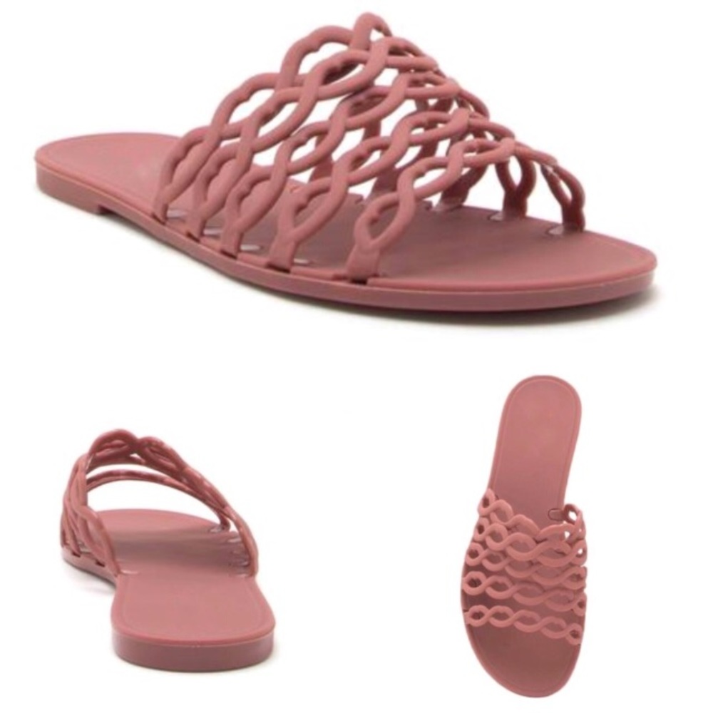 Boutique- reddish/orangish brown slide in sandals - Picture 3 of 5